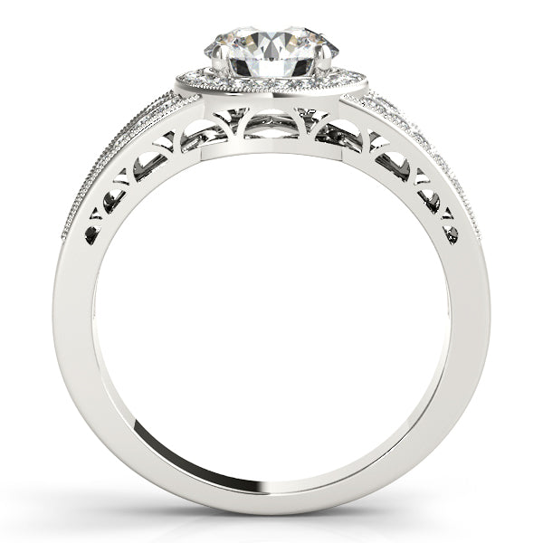 14K White Gold Round Halo Engagement Ring - Image 2