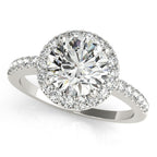 14K White Gold Round Halo Engagement Ring