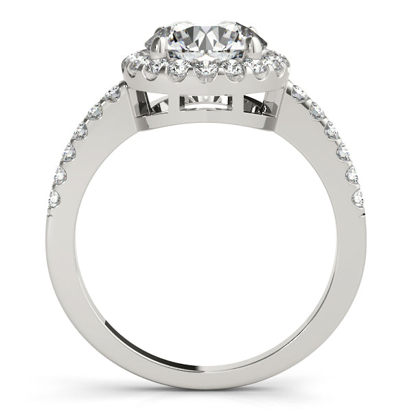 14K White Gold Round Halo Engagement Ring - Image 2