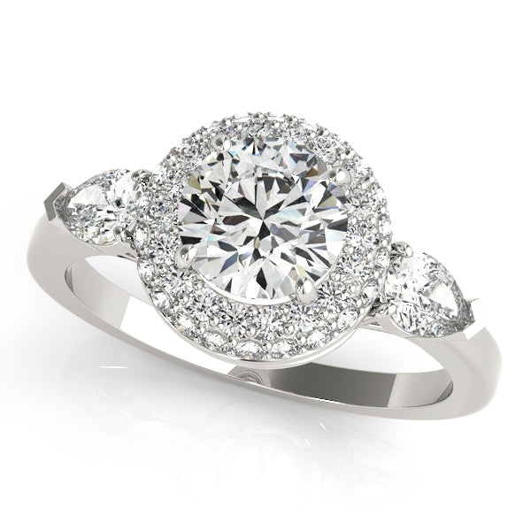 14K White Gold Round Halo Engagement Ring