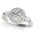 14K White Gold Round Halo Engagement Ring