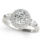 14K White Gold Round Halo Engagement Ring