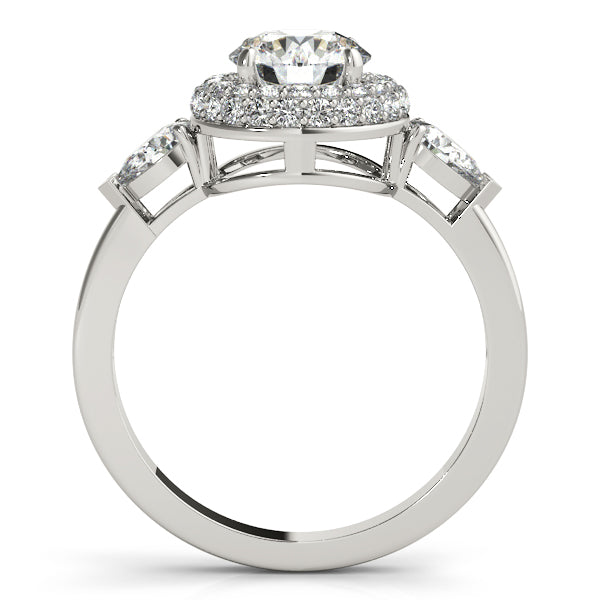 14K White Gold Round Halo Engagement Ring - Image 2