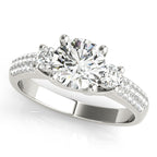 14K White Gold Three-Stone Round Engagement Ring