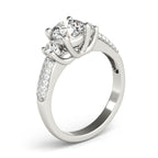 14K White Gold Three-Stone Round Engagement Ring - Image 3
