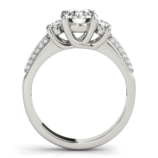 14K White Gold Three-Stone Round Engagement Ring - Image 2