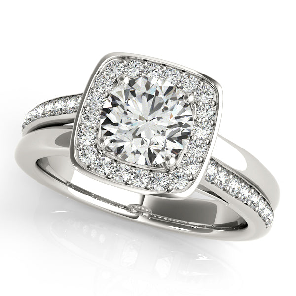 Platinum Round Halo Engagement Ring