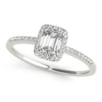 Platinum Emerald Halo Engagement Ring
