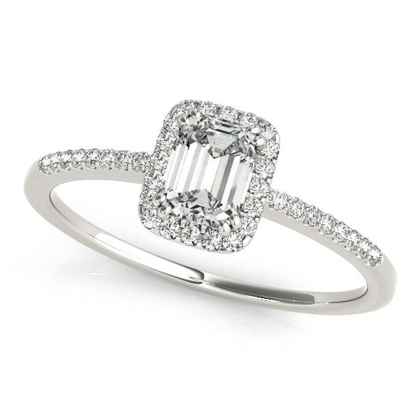 Platinum Emerald Halo Engagement Ring