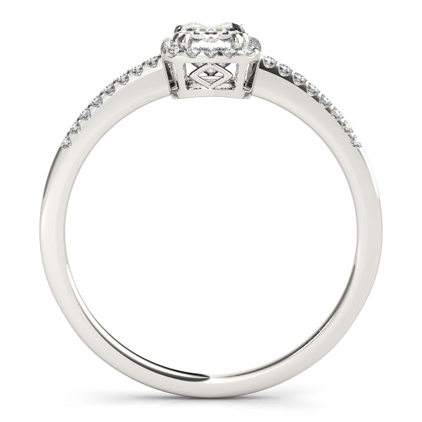 Platinum Emerald Halo Engagement Ring - Image 2