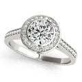 14K White Gold Round Halo Engagement Ring