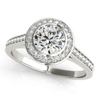 14K White Gold Round Halo Engagement Ring