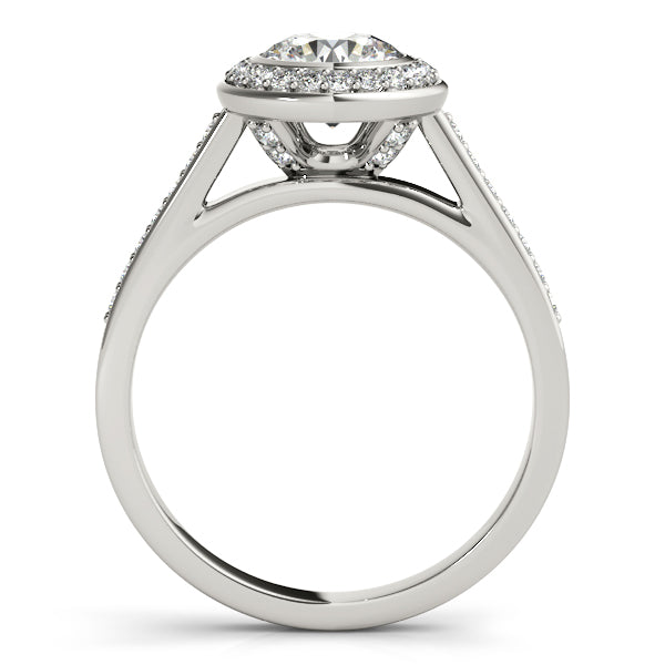 14K White Gold Round Halo Engagement Ring - Image 2