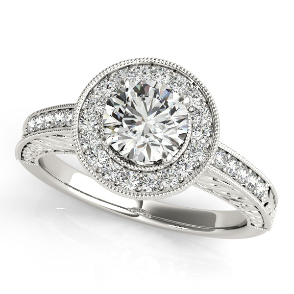Platinum Round Halo Engagement Ring