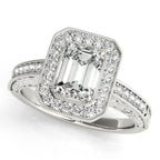 Platinum Emerald Halo Engagement Ring