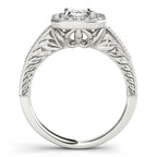 Platinum Emerald Halo Engagement Ring - Image 2