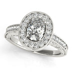 Platinum Oval Halo Engagement Ring