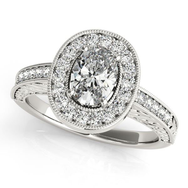 Platinum Oval Halo Engagement Ring