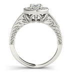 Platinum Oval Halo Engagement Ring - Image 2
