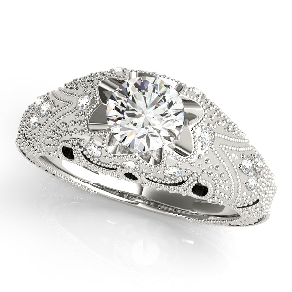 14K White Gold Antique Engagement Ring