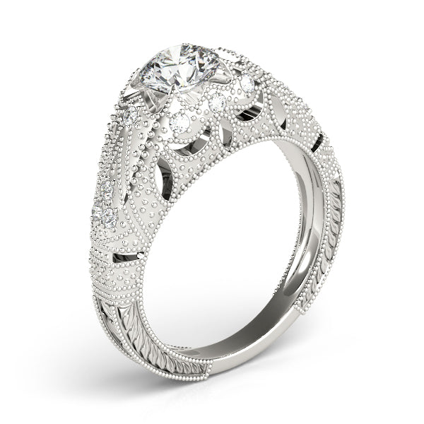 14K White Gold Antique Engagement Ring - Image 3