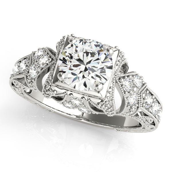 14K White Gold Antique Engagement Ring