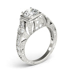 14K White Gold Antique Engagement Ring - Image 3