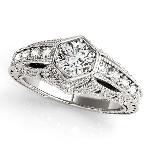 14K White Gold Antique Engagement Ring
