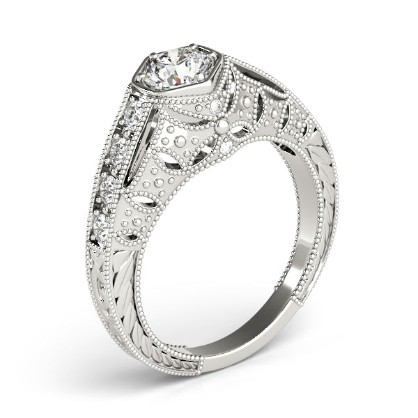 14K White Gold Antique Engagement Ring - Image 3