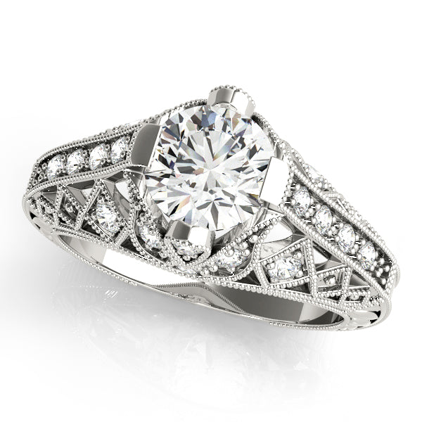 14K White Gold Antique Engagement Ring