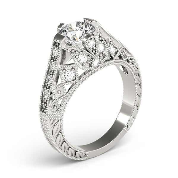 14K White Gold Antique Engagement Ring - Image 3