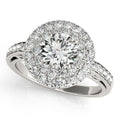 14K White Gold Round Halo Engagement Ring