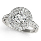 14K White Gold Round Halo Engagement Ring