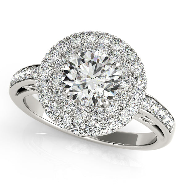 14K White Gold Round Halo Engagement Ring
