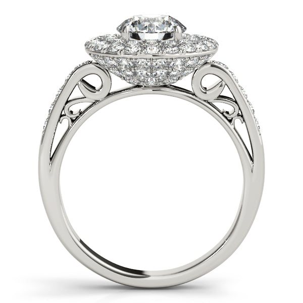 14K White Gold Round Halo Engagement Ring - Image 2