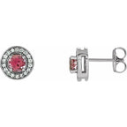 Round 4-Prong Halo-Style Earrings