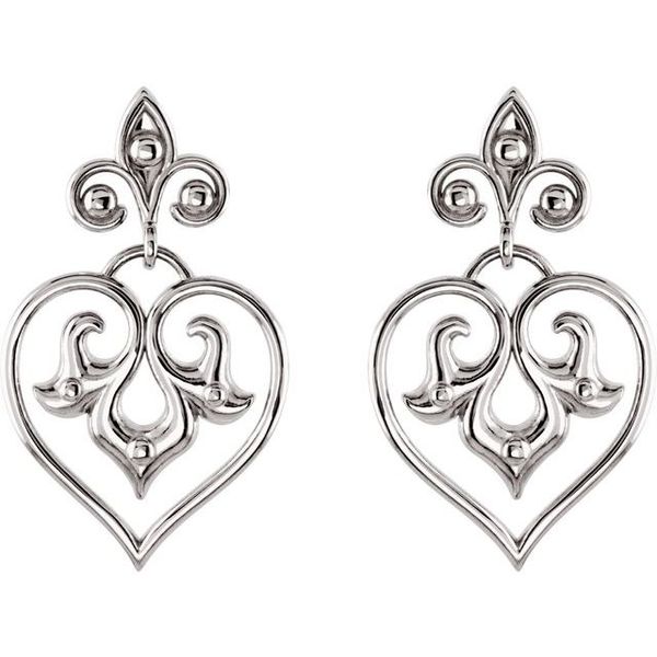 Fleur-de-lis Heart Earrings - Image 2
