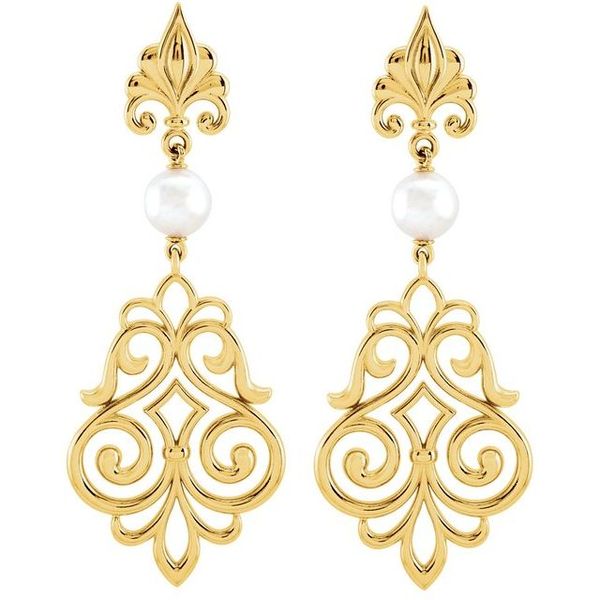Pearl Fleur-de-lis Earrings - Image 2
