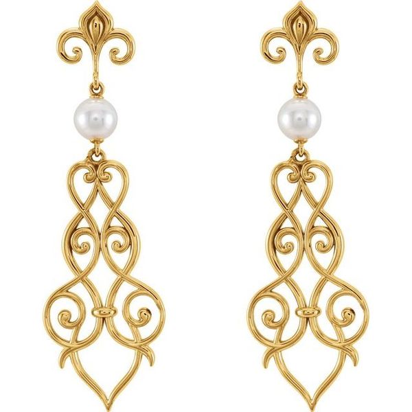 Fleur-de-lis Pearl Earrings - Image 2