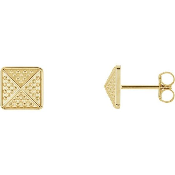 Granulated Pyramid Stud Earrings