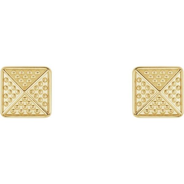 Granulated Pyramid Stud Earrings - Image 2