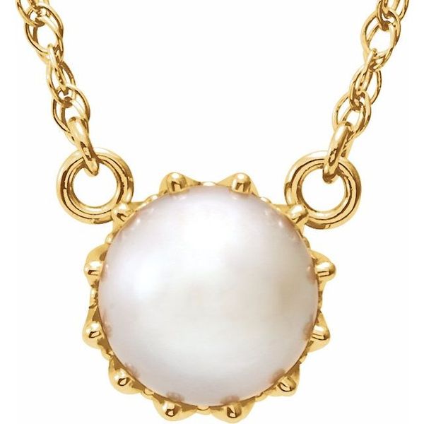 Solitaire Pearl Crown Necklace