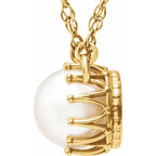 Solitaire Pearl Crown Necklace - Image 2