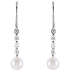 Accented Pearl Bar Earrings - Image 2