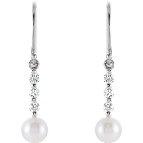 Accented Pearl Bar Earrings - Image 2