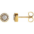 Round 4-Prong Halo-Style Earrings