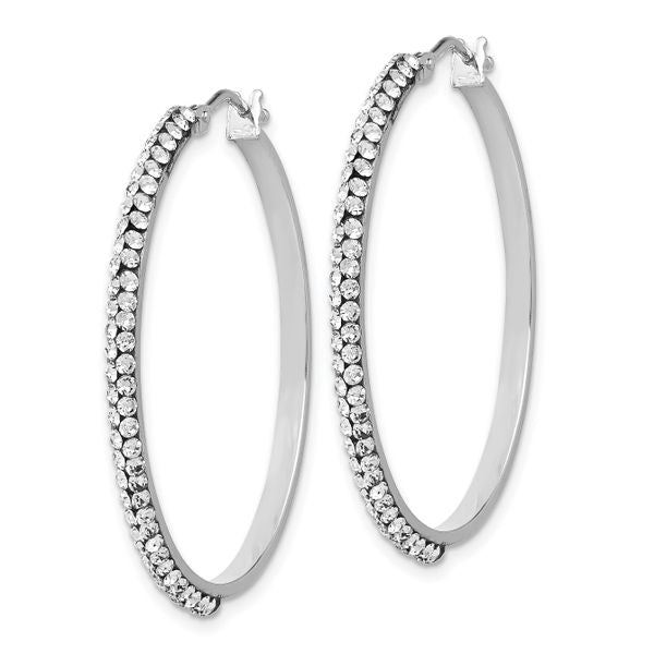 14K w/Wht RH-plating Crystals from Swarovski Hoop Earrings - Image 2