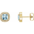 Cushion 4-Prong Halo-Style Earrings
