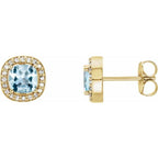 Cushion 4-Prong Halo-Style Earrings
