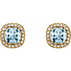 Cushion 4-Prong Halo-Style Earrings - Image 2